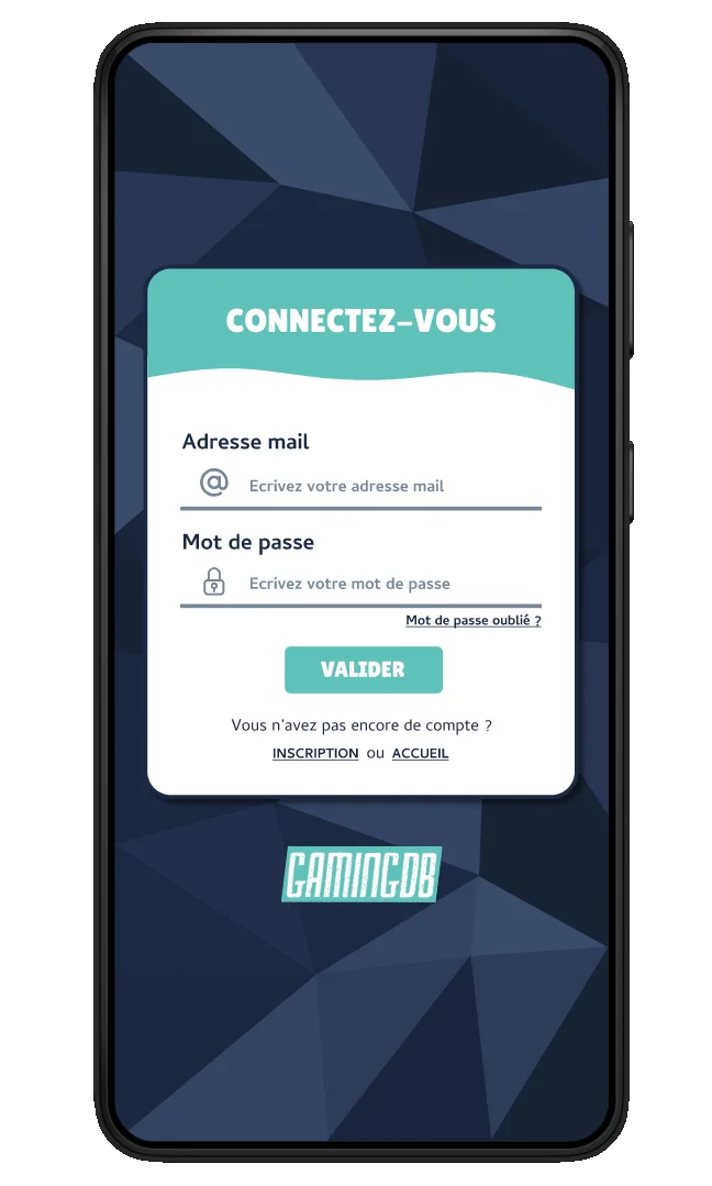 Capture d'écran de la page de connexion