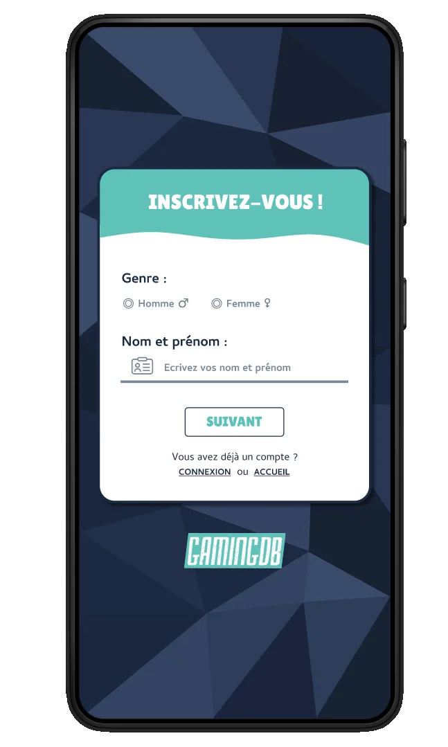 Capture d'écran de la page d'inscription