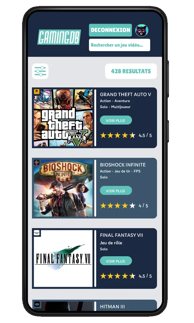 Capture d'écran de la page d'accueil