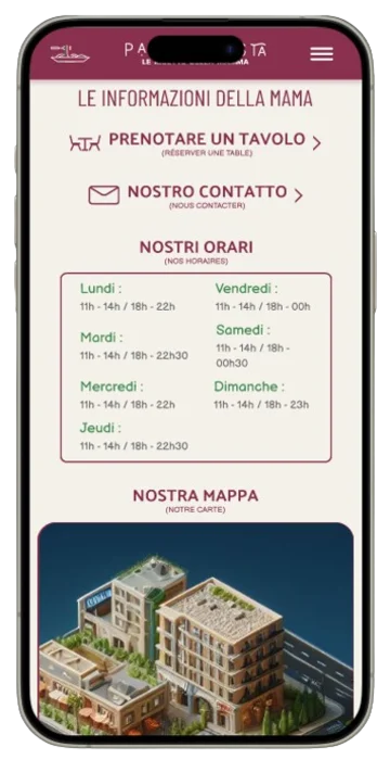 Capture d'écran de la page pour réserver