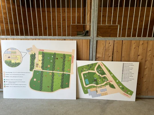 Plans de la mini-ferme et du centre équestre du Domaine d'Inly