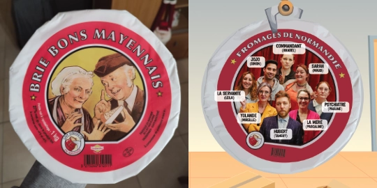 Comparaison entre un vrai fromage et celui réalisé pour le dépliant