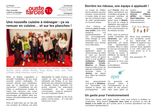 Prospectus distribué à l'entrée du théâtre